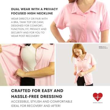 Post Op Mastectomy Recovery Top with Pockets & Fasteners