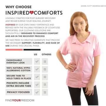 Post Op Mastectomy Recovery Top with Pockets & Fasteners