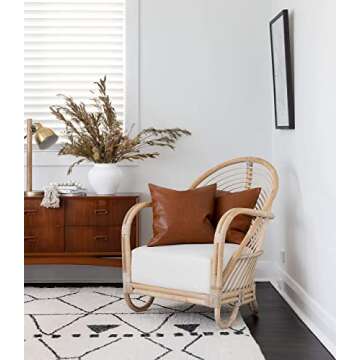 INSPIRED IVORY 18 x 18” Faux Leather Throw Pillow Covers - Set of 2 in Brown Tan - Strong Zippers, Double-Stitched, Vegan - Suits Cognac, Farmhouse, Modern - Tullulah Collection Decorative Cases