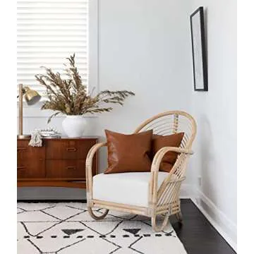 INSPIRED IVORY 18 x 18” Faux Leather Throw Pillow Covers - Set of 2 in Brown Tan - Strong Zippers, Double-Stitched, Vegan - Suits Cognac, Farmhouse, Modern - Tullulah Collection Decorative Cases