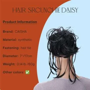 CAISHA Jumbo Scrunchie Braided Updo Wavy Messy Bun Hairpiece - Black G1D