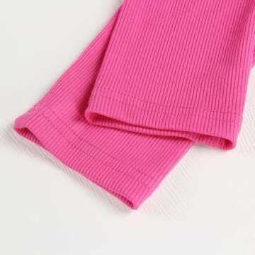 Artfish Women's Round Neck Long Sleeve Knit Ribbed Fitted Crop Top Casual Basic Shirts Hot Pink, S