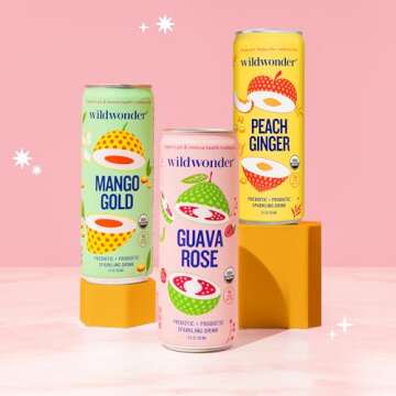 wildwonder Sparkling Probiotic Juice Drink w/Gut Health Immunity & Support 5g Fiber, Live Probiotics, Caffeine Free, Organic, Vegan, Low Sugar, 6pk 12oz, Classic Variety Pack, As Seen on Shark Tank