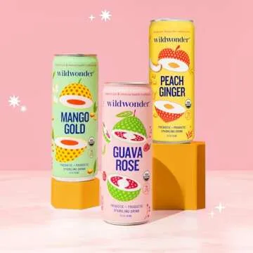 wildwonder Sparkling Probiotic Juice Drink w/Gut Health Immunity & Support 5g Fiber, Live Probiotics, Caffeine Free, Organic, Vegan, Low Sugar, 6pk 12oz, Classic Variety Pack, As Seen on Shark Tank