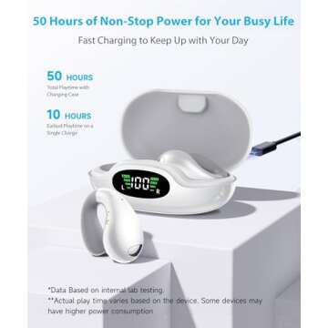 Boytond Ultra Open-Ear-Earbuds Wireless Bluetooth - Ergonomic Clip-On Earbuds, Small Bone Conduction Earbuds with Waterproof Design, Perfect Running Headphones for Sports, Fitness, and Workouts, White