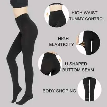 EABERN 2 Pairs Fleece Lined Tights Women,Opaque Warm Winter Thermal Pantyhose