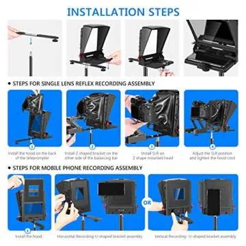 Neewer X1 Mini Teleprompter, 8" Portable Teleprompter for iPad Tablet Smartphone DSLR Cameras with Remote Control, App Compatible with iOS/Android for Online Teaching/Vlogging/Live Streaming