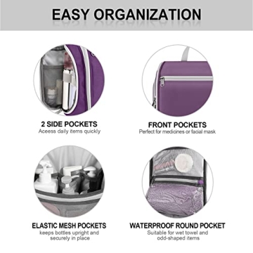 Gonex Hanging Toiletry Bag Travel Organizer Purple