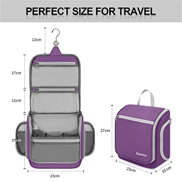 Gonex Hanging Toiletry Bag Travel Organizer Purple