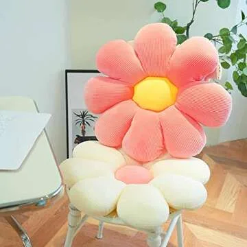 Flower Pillow Cute and Comfortable Floor Cushions Soft Plant Pillows Preppy Aesthetic Room Decor for Couch,Sofa,Chair(Pink,14")