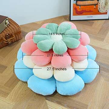 Flower Pillow Cute and Comfortable Floor Cushions Soft Plant Pillows Preppy Aesthetic Room Decor for Couch,Sofa,Chair(Pink,14")