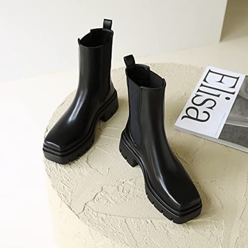 Vivianly Chunky Platform Chelsea Boots for Women
