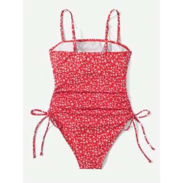 Floerns Women's Floral One Piece Swimsuit Tummy Control Scoop Neck Drawstring Monokini Bathing Suit ...