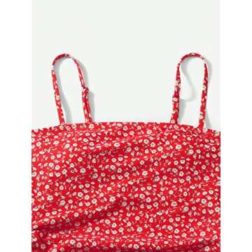 Floerns Women's Floral One Piece Swimsuit Tummy Control Scoop Neck Drawstring Monokini Bathing Suit Swimwear