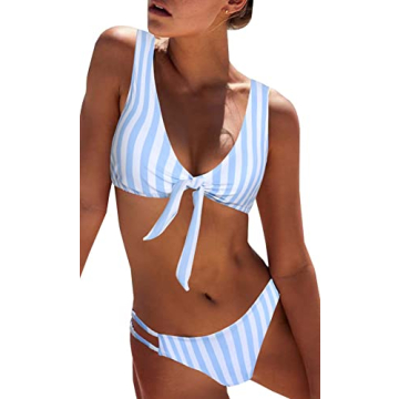 BMJL Women's Striped Detachable Padded Bikini Set