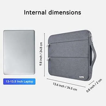 V Voova Laptop Sleeve Carrying Case 13 13.6 Inch for MacBook Air 13 M3/M2/M1 2020-2024, MacBook Pro 13 2016-2024, IPad Pro 12.9, Surface Pro X/9/8/7, Waterproof Slim Computer Cover Bag, Grey