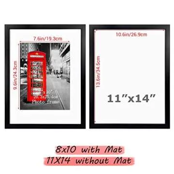 Lavezee 11x14 Picture Frame Set of 9, Black Frames for Photos 8x10 with Mat or 11x14 Without Mat, Ta...