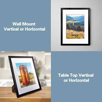 Lavezee 11x14 Picture Frame Set of 9, Black Frames for Photos 8x10 with Mat or 11x14 Without Mat, Table Top and Wall Mounting Decor