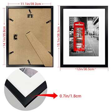 Lavezee 11x14 Picture Frame Set of 9, Black Frames for Photos 8x10 with Mat or 11x14 Without Mat, Table Top and Wall Mounting Decor