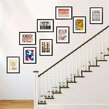 Lavezee 11x14 Picture Frame Set of 9, Black Frames for Photos 8x10 with Mat or 11x14 Without Mat, Table Top and Wall Mounting Decor