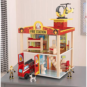 KidKraft Wooden Fire Station Set for Creative Play
