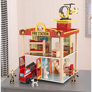 KidKraft Wooden Fire Station Set for Creative Play