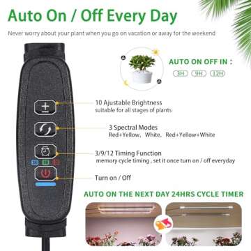 RWNTAO Two Strip Growing Lamp for Indoor Plants, Red & 3000K & 6000K Full Spectrum LED Grow Light St...