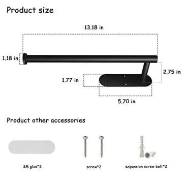 MACAJICHO Wall-Mounted Paper Towel Holder - 13 Inch Black