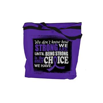 Fight Like a Girl How Strong We Are Darcey Tote Bag for Lupus, Pancreatic Cancer, Epilepsy Awareness - Purple Ribbon