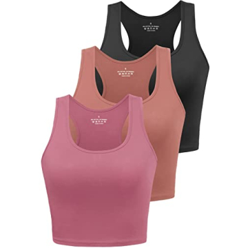 Workout Crop Tops for Women Tank Top Cropped Athletic Shirt Racerback Tanks Sleeveless Undershirt Fi...