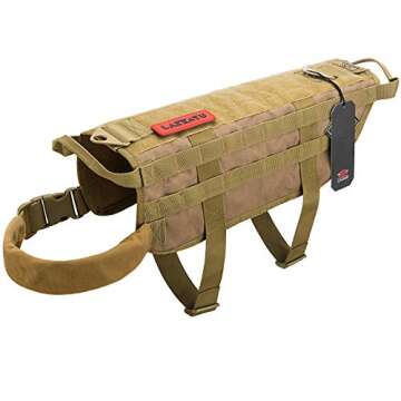 Laisatu Tactical Service Dog Vest - K9 Military Dog Harness with Dual Handles - Outdoor Dog Utility ...