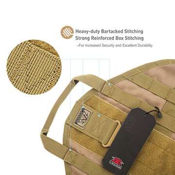 Laisatu Tactical Service Dog Vest - K9 Military Dog Harness with Dual Handles - Outdoor Dog Utility Vest with MOLLE Webbing for Training Walking Camping (M, Tan)