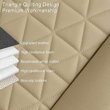 Black Panther 1 Pair Luxury Faux Leather Car Seat Covers Front Bottom Seat Cushion Covers, Anti-Slip and Wrap Around The Bottom, Fit 95% of Vehicles - Beige