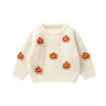 MAYUMMPY Toddler Baby Boy Girl Halloween Sweater Pumpkin Warm Pullover Sweatshirt Knitwear Knitted F...