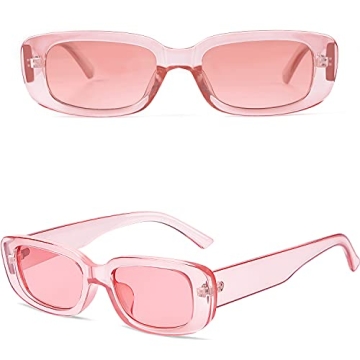 Tskestvy Retro Square Rectangle Sunglasses for All