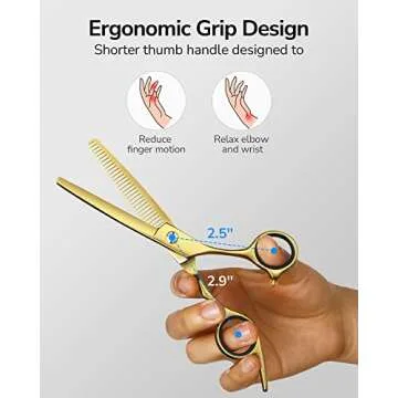 Hair Thinning Scissors Cutting Teeth Shears Professional Barber ULG Hairdressing Texturizing Salon Razor Edge Scissor Japanese Stainless Steel with Detachable Finger Ring 6.5 inch, Gold