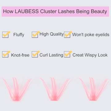 Colored Lash Clusters 40D Pink Individual Lashes D Curl Cluster Lashes Mixed Length Colored Lash Extensions Cluster Eyelash Extensions (Pink 40D-0.07D, 9-16mm)