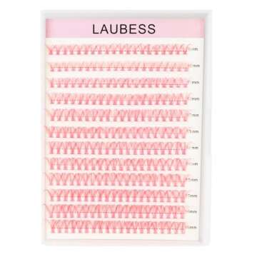Colored Lash Clusters 40D Pink Individual Lashes D Curl Cluster Lashes Mixed Length Colored Lash Extensions Cluster Eyelash Extensions (Pink 40D-0.07D, 9-16mm)