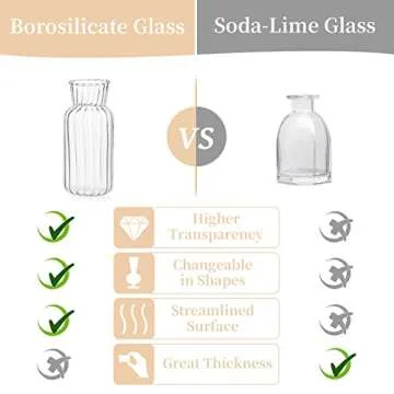 Modern Clear Glass Bud Vase Set: Glasseam 8Pcs Small Mini Flower Centerpieces Vases Handmade Decorative Cute Short Window Home Decor for Wedding Reception Dining Table Single Rose