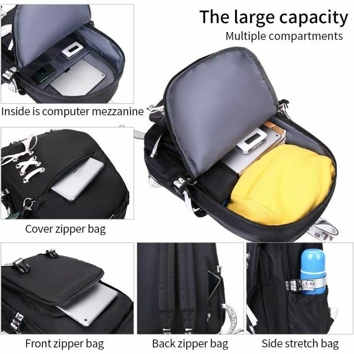 FENGDONG Girls School Backpack - Casual Black Daypack