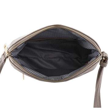 SG SUGU Lunar Lightweight Medium Dome Crossbody Bag Shoulder Bag with Double Tassels | Zipper Pocket | Adjustable Strap|Khaki