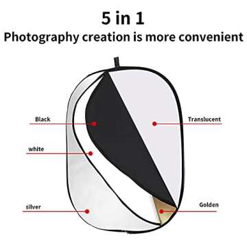 GODOX 32"x47"/80x120cm Collapsible Photography Light Reflector, 5-in-1 Oval Multi Disc Diffuser with...