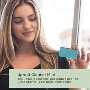Uproot Cleaner Mini Pet Fur Removal Tool - Pocket-Sized Dog Hair Remover for Car, Clothes, Cat Beds & Tight Corners - by The Creators of The Uproot Cleaner Pro Pet Hair Removal Tool