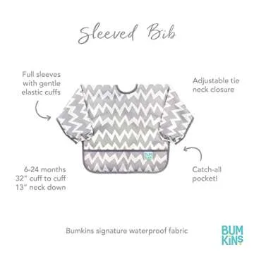 Bumkins Sleeved Bib for Easy, Mess-Free Feeding