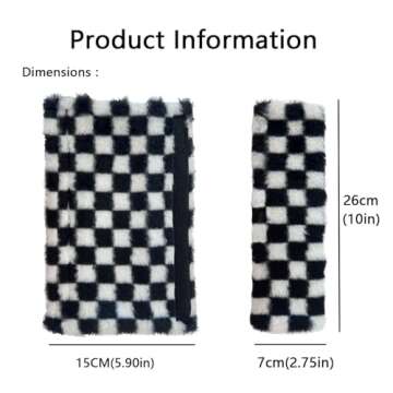 VILYGO 2PCS Black and White Checkered Soft Auto Seat Belt Cover Seatbelt Shoulder Pad for A More Com...