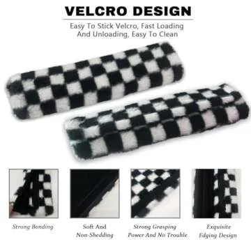 VILYGO 2PCS Black and White Checkered Soft Auto Seat Belt Cover Seatbelt Shoulder Pad for A More Comfortable Driving,Suitable for Car Interior Accessorie