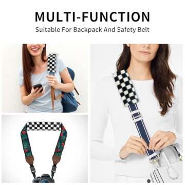 VILYGO 2PCS Black and White Checkered Soft Auto Seat Belt Cover Seatbelt Shoulder Pad for A More Comfortable Driving,Suitable for Car Interior Accessorie