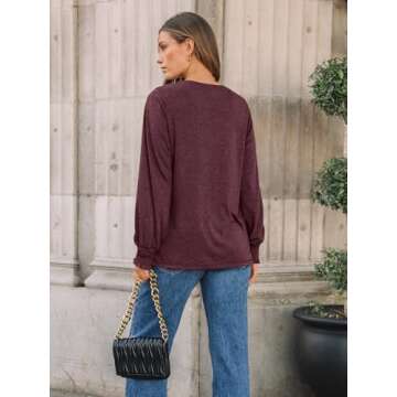 AUTOMET Women's Stylish Pleated Long Sleeve Top