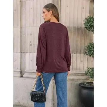 AUTOMET Women's Stylish Pleated Long Sleeve Top