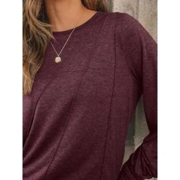 AUTOMET Women's Stylish Pleated Long Sleeve Top